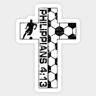 Philippians 4:13 Soccer All Things Through Christ Faith Cross Black Sticker